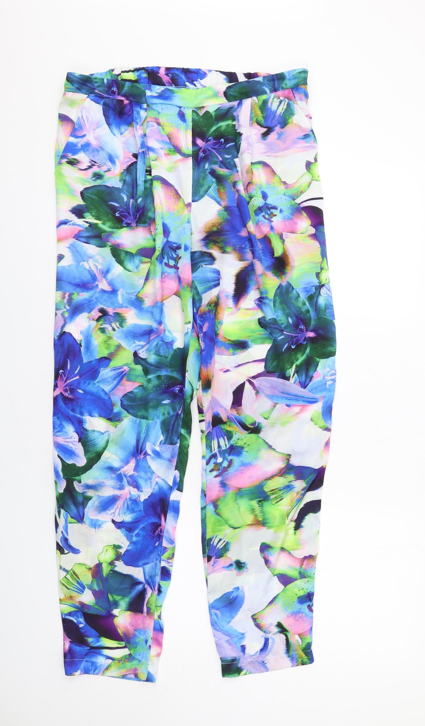 Wallis Womens Multicoloured Floral Polyester Trousers Size 14 L30 in Regular Zip