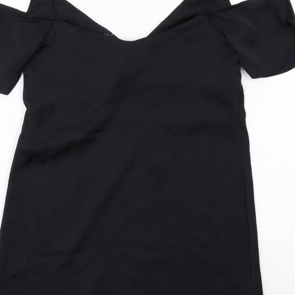 ASOS Womens Black Polyester A-Line Size XS V-Neck Pullover - Cold Shoulder