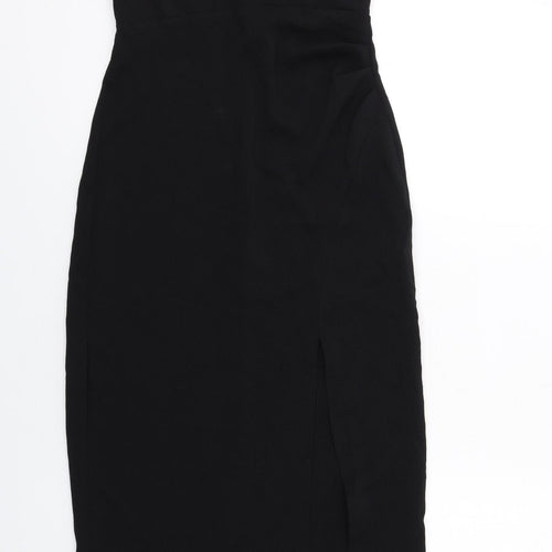 Zara Womens Black Polyester Shift Size XS V-Neck Zip