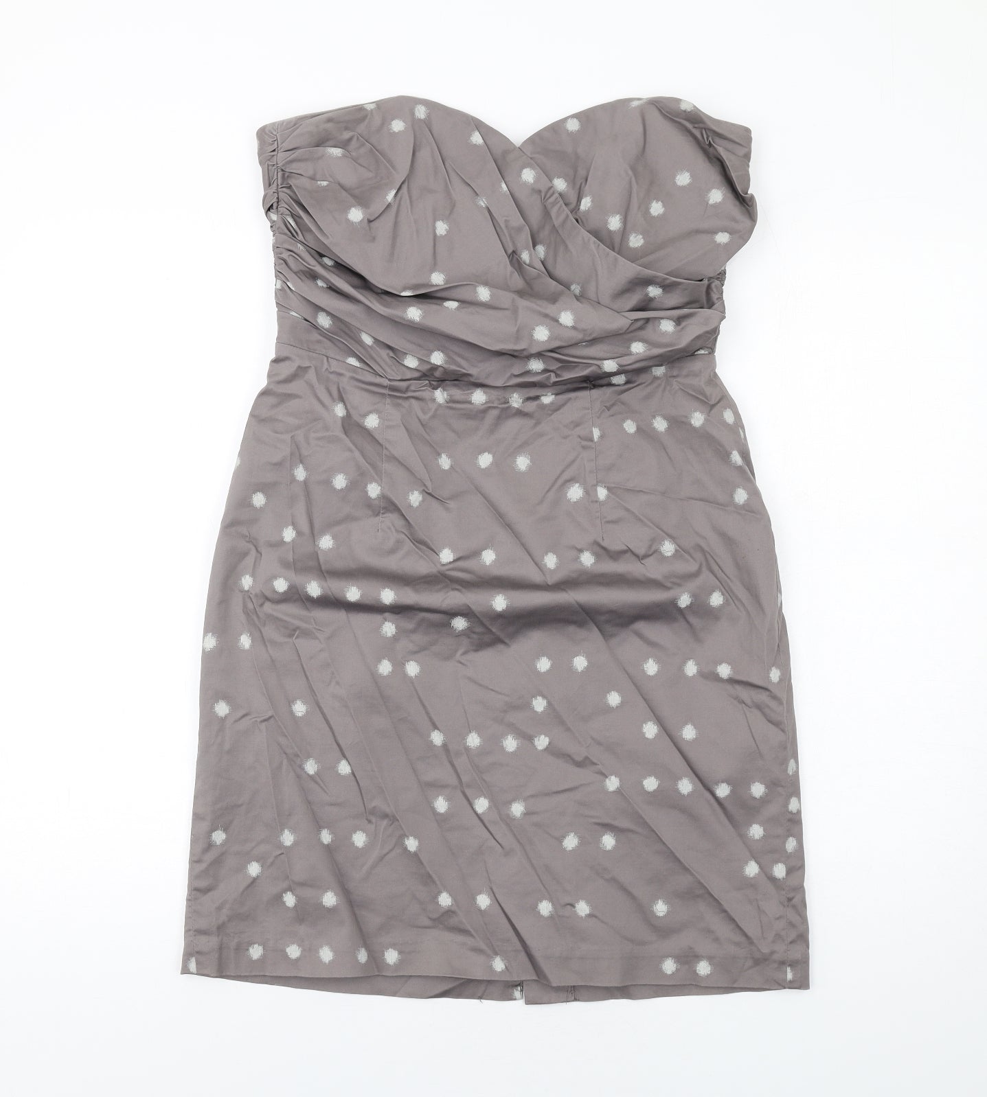 H&M Womens Grey Geometric Cotton Shift Size 14 Sweetheart Zip