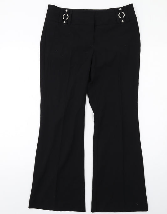 NEXT Womens Black Polyester Trousers Size 10 L28 in Regular Zip