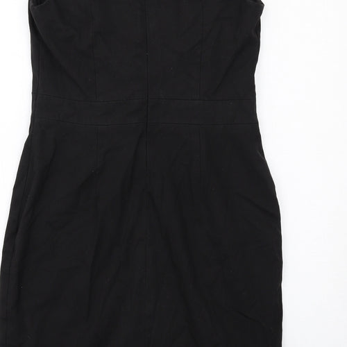 NEXT Womens Black Polyester Shift Size 12 V-Neck Zip