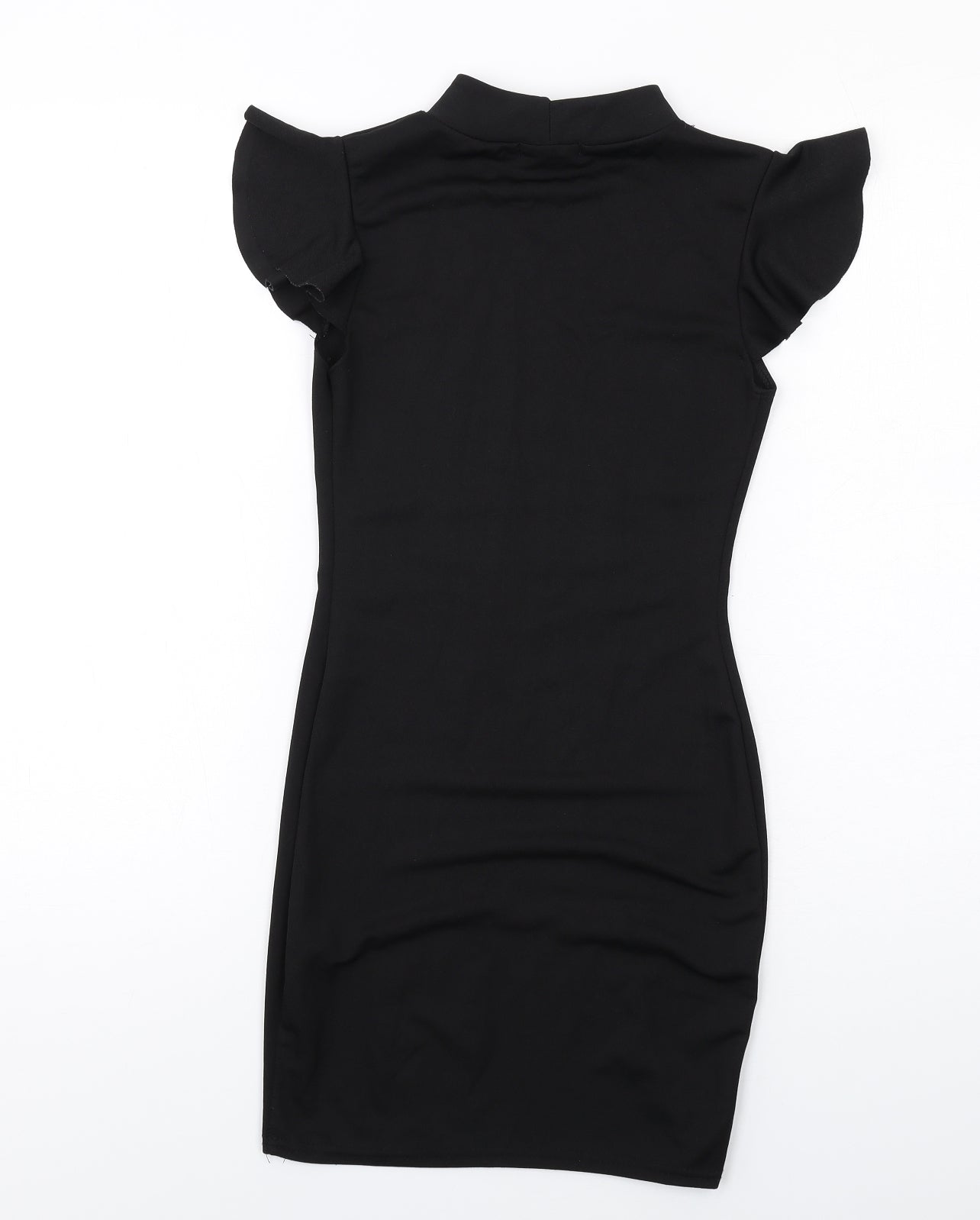 PRETTYLITTLETHING Womens Black Polyester Bodycon Size 8 Mock Neck Pullover