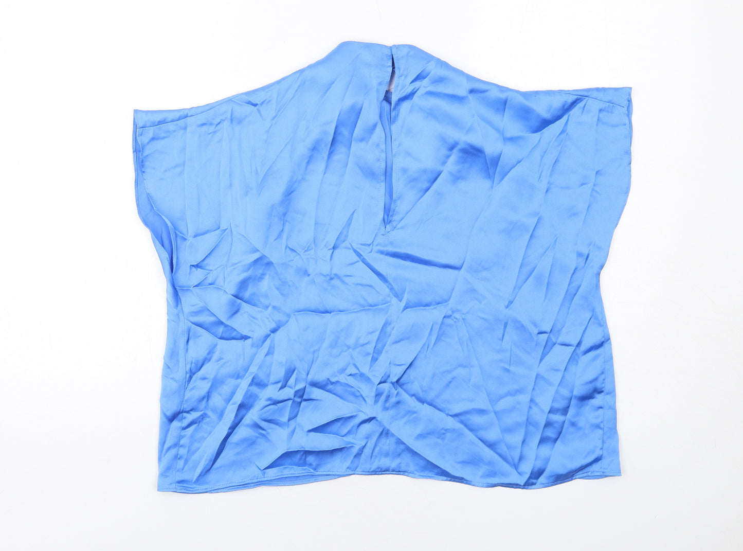 Zara Womens Blue Polyester Basic Blouse Size XL Mock Neck