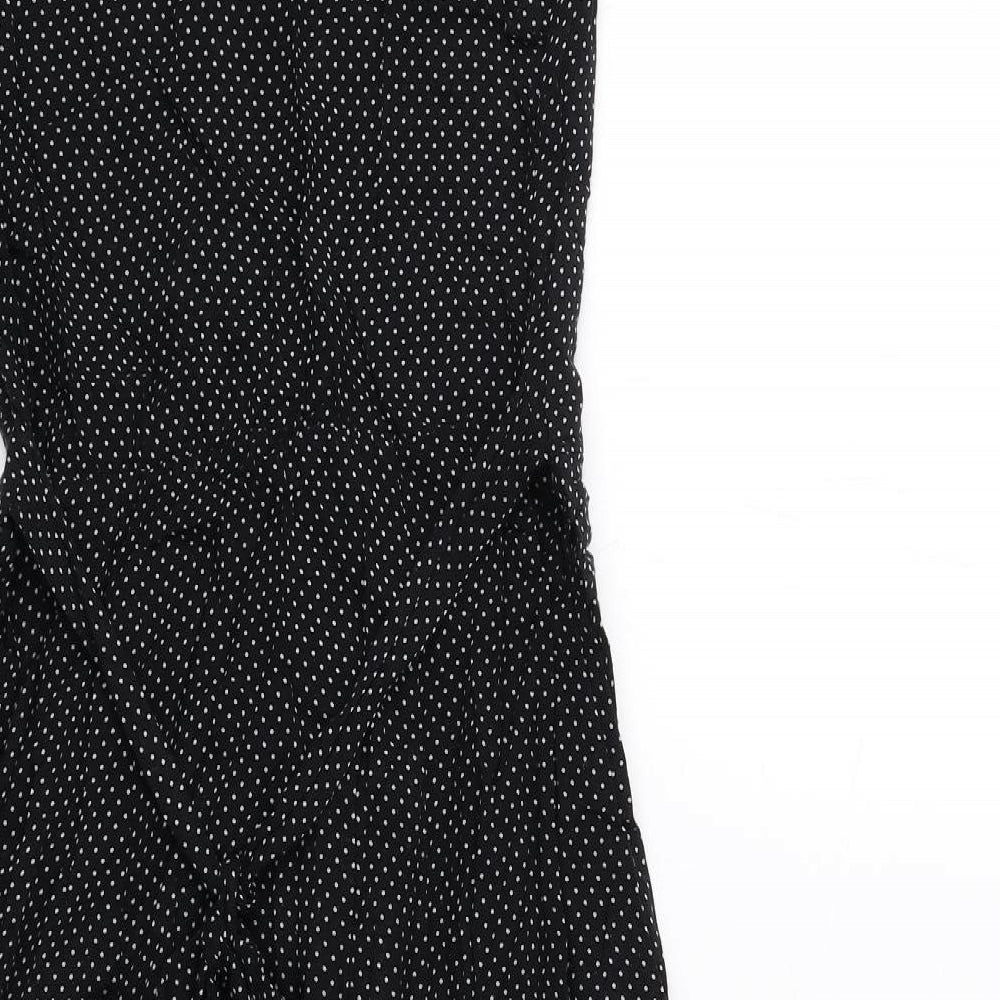Louche Womens Black Plaid Viscose A-Line Size 10 V-Neck Button