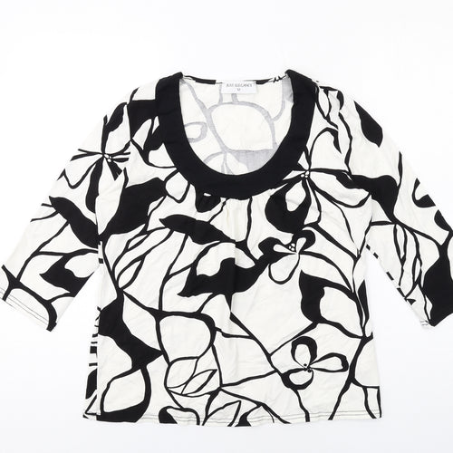 Wallis Womens White Geometric Viscose Basic T-Shirt Size 12 Scoop Neck