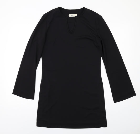 EAST Womens Black Polyester A-Line Size 10 V-Neck Pullover