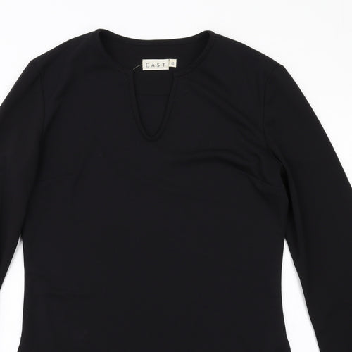 EAST Womens Black Polyester A-Line Size 10 V-Neck Pullover