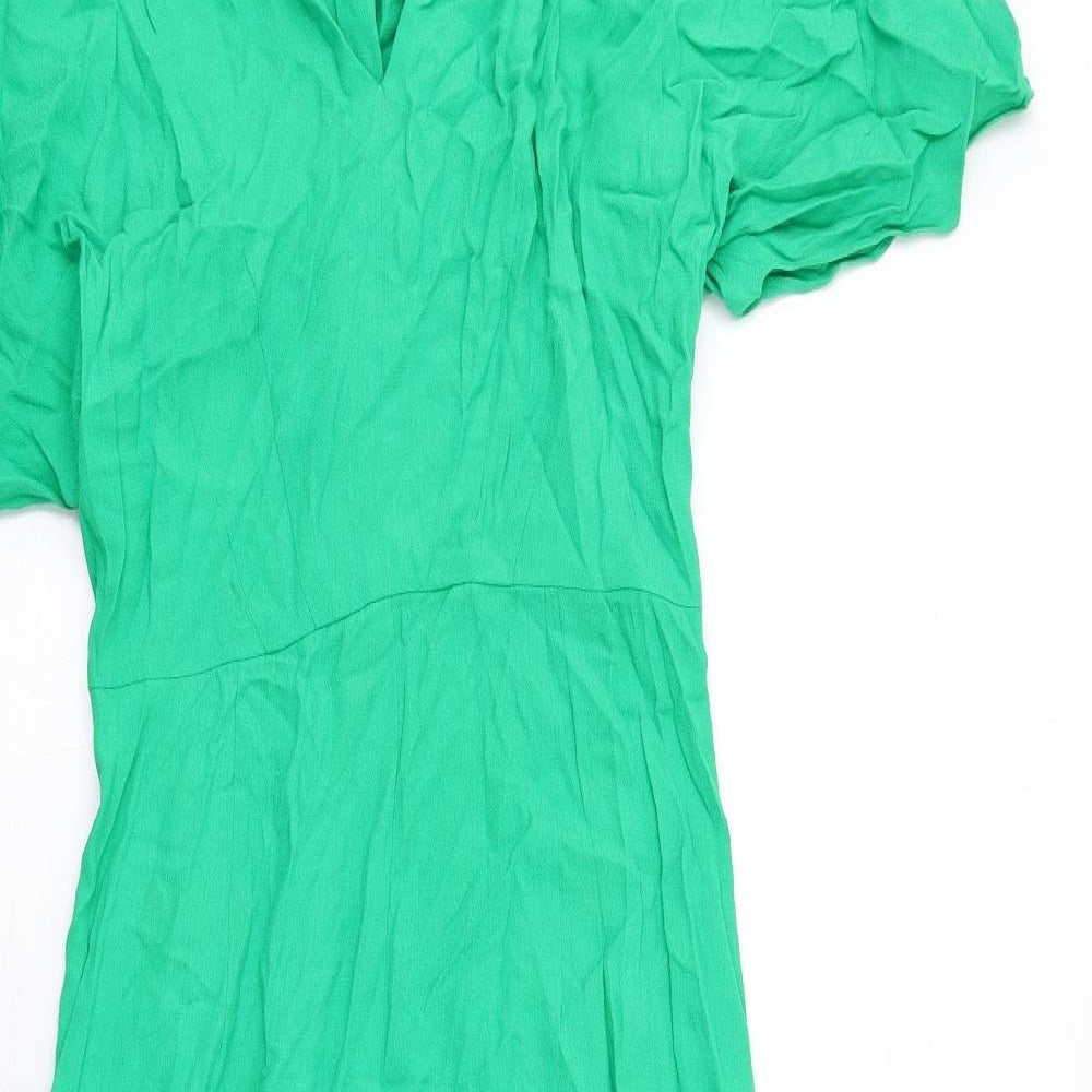 Whistles Womens Green Viscose Maxi Size 8 V-Neck Zip