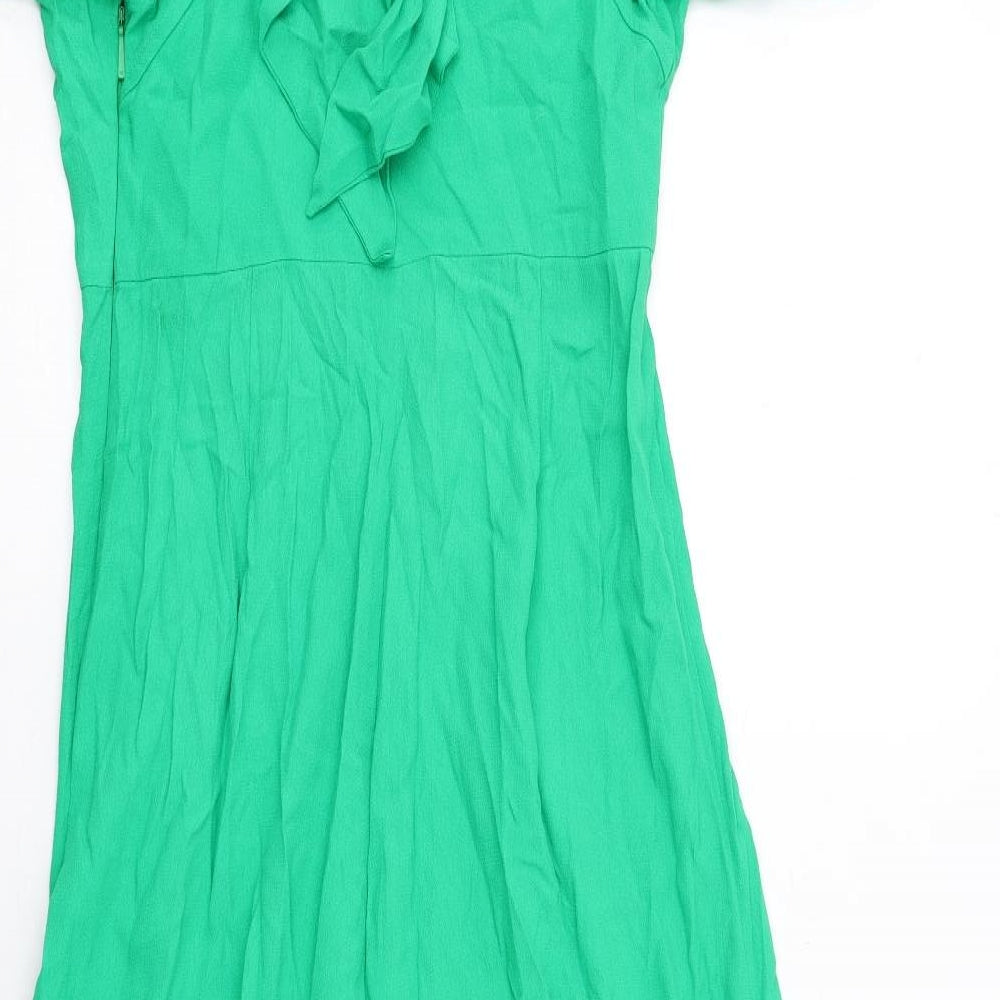Whistles Womens Green Viscose Maxi Size 8 V-Neck Zip