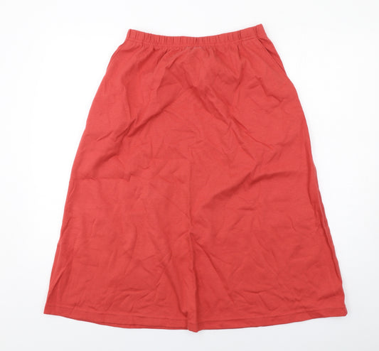 Lands' End Womens Red Cotton A-Line Skirt Size 10