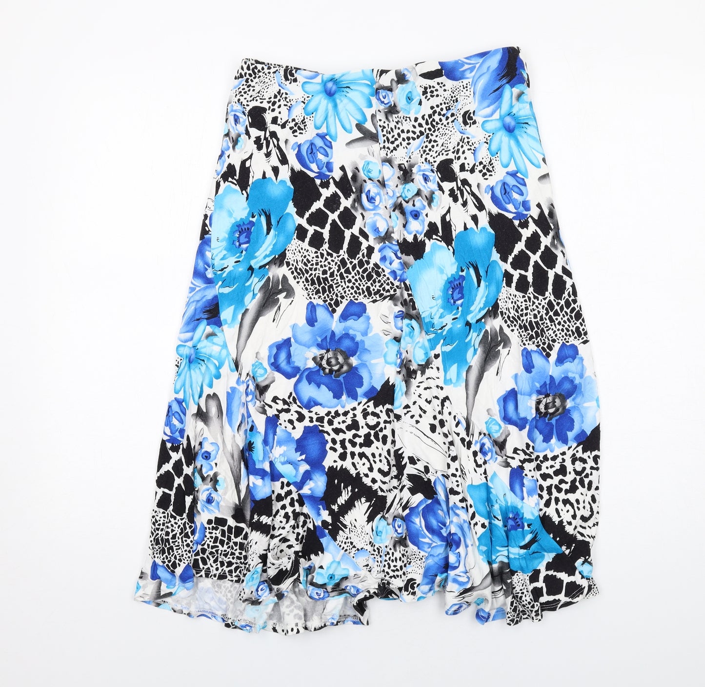 Saloos Womens Blue Floral Viscose Swing Skirt Size M - Leopard tiger pattern