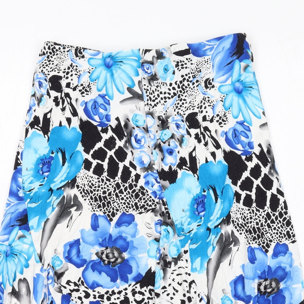Saloos Womens Blue Floral Viscose Swing Skirt Size M - Leopard tiger pattern