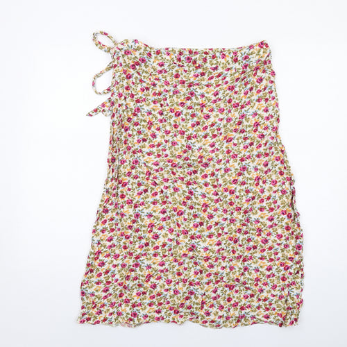 New Look Womens Multicoloured Floral Viscose Peasant Skirt Size 14 Button