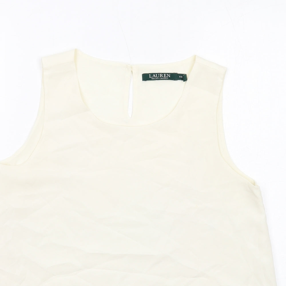 Lauren Ralph Lauren Womens Ivory Polyester Basic Tank Size XS Round Neck