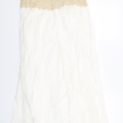 Zara Womens Ivory Viscose Slip Dress Size XS Square Neck Pullover