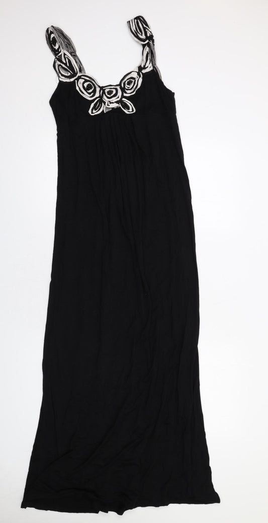 Max Studio Womens Black Viscose Maxi Size M Round Neck Pullover
