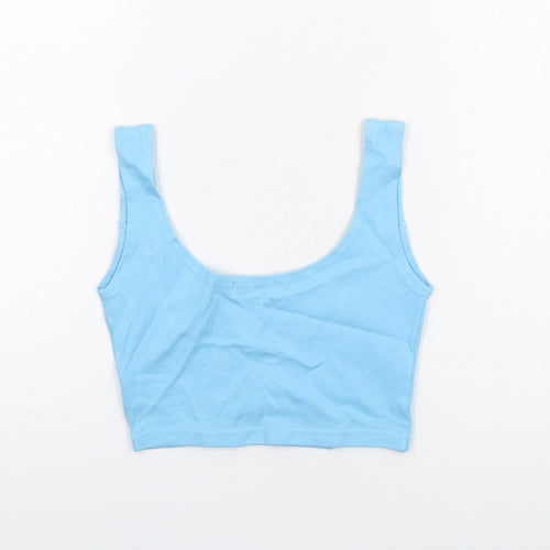 New Look Womens Blue Cotton Cropped Tank Size 8 Round Neck
