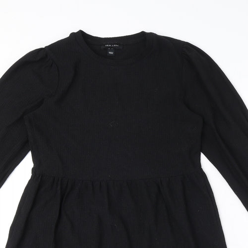 New Look Womens Black Polyester Skater Dress Size 12 Round Neck Pullover