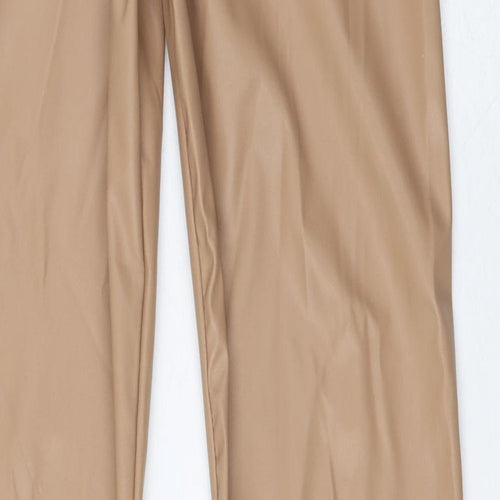 PRETTYLITTLETHING Womens Brown Polyurethane Trousers Size 8 L36 in Regular - *waist is 22 in