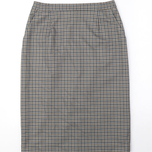 Finn Karelia Womens Brown Plaid Polyester Straight & Pencil Skirt Size 14 Zip