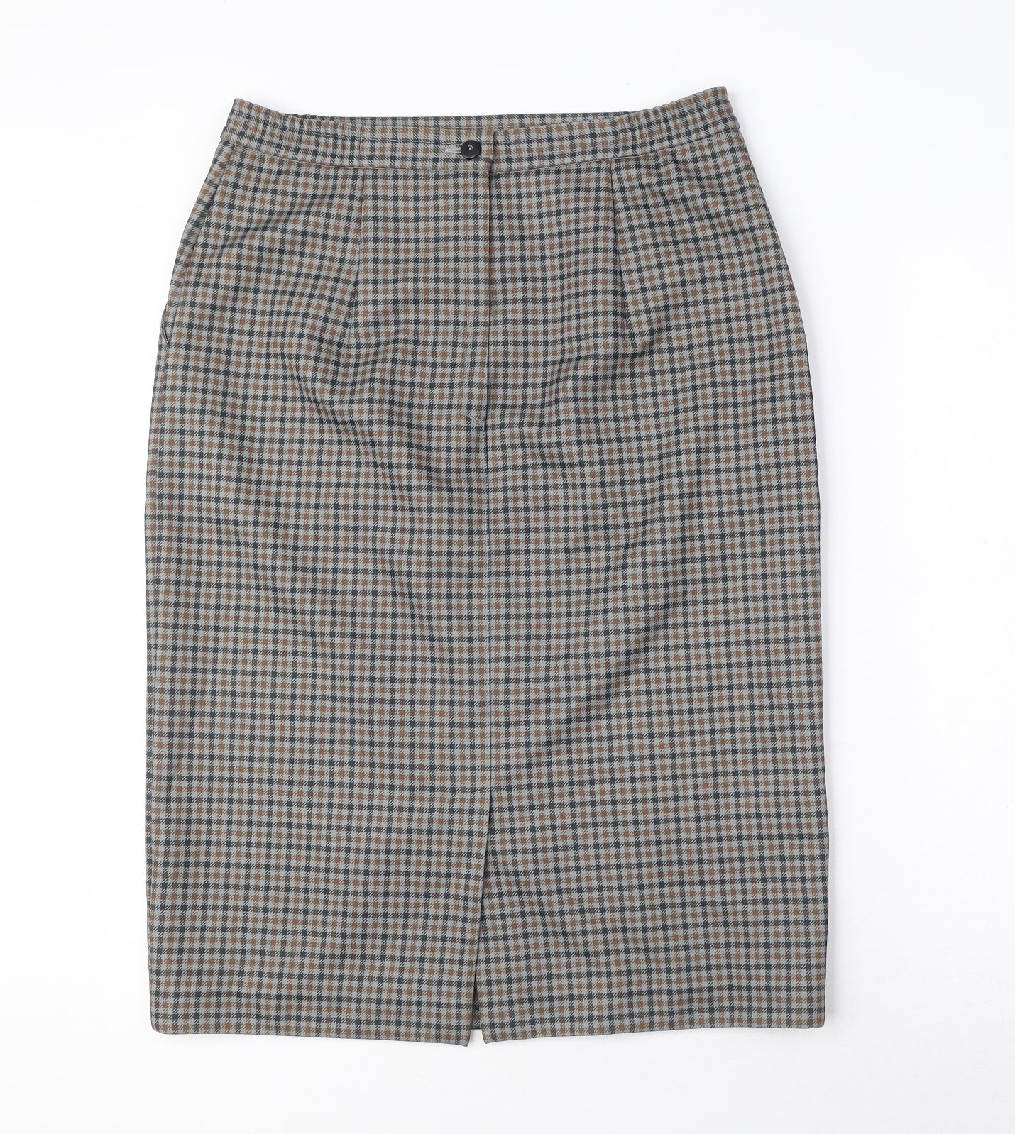 Finn Karelia Womens Brown Plaid Polyester Straight & Pencil Skirt Size 14 Zip