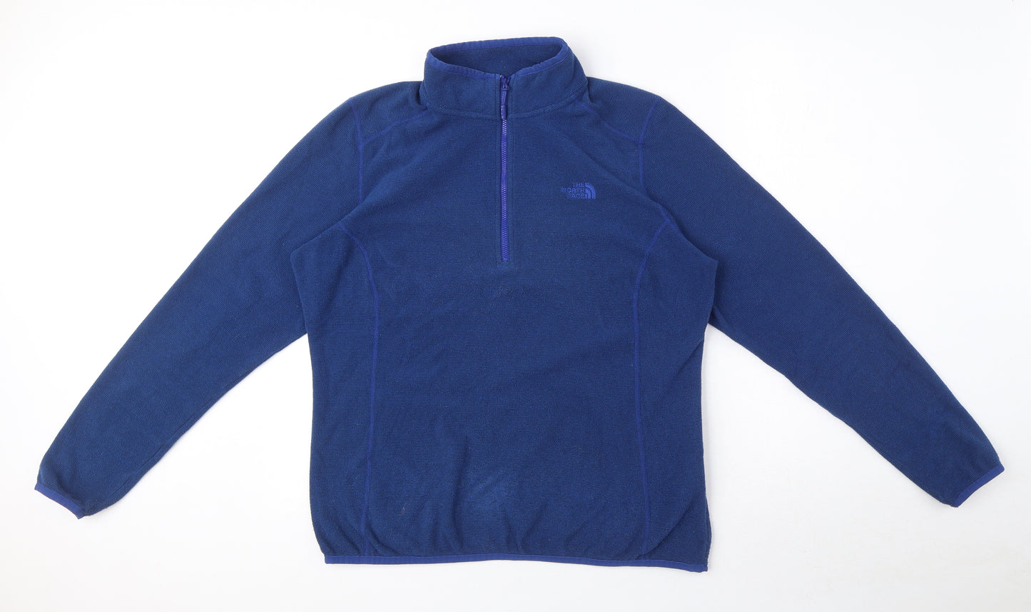 The North Face Womens Blue Polyester Pullover Sweatshirt Size XL Zip