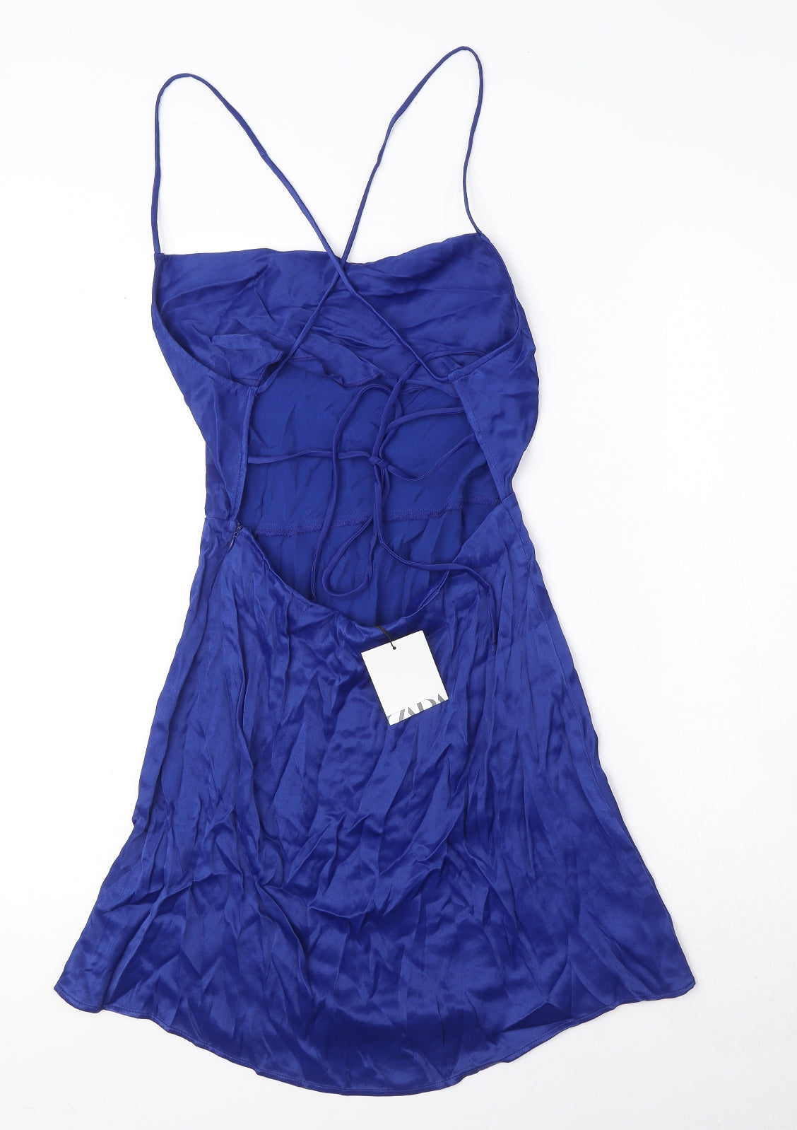 Zara Womens Blue Viscose Mini Size M Cowl Neck Zip