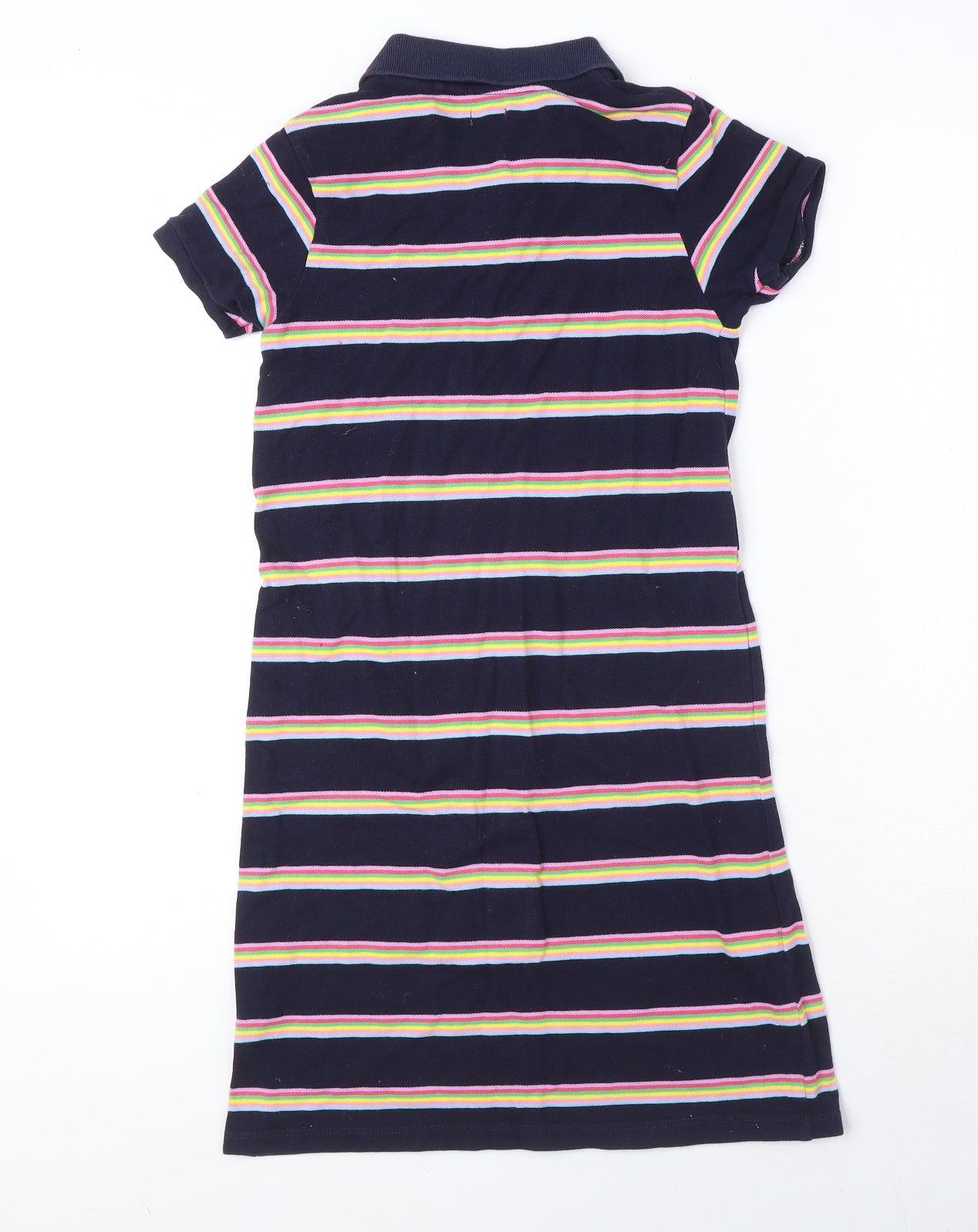 NEXT Girls Multicoloured Striped 100% Cotton Pencil Dress Size 11 Years Collared Button