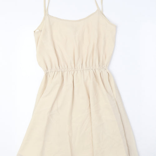 Rare London Womens Beige Polyester Tank Dress Size 8 Round Neck Pullover