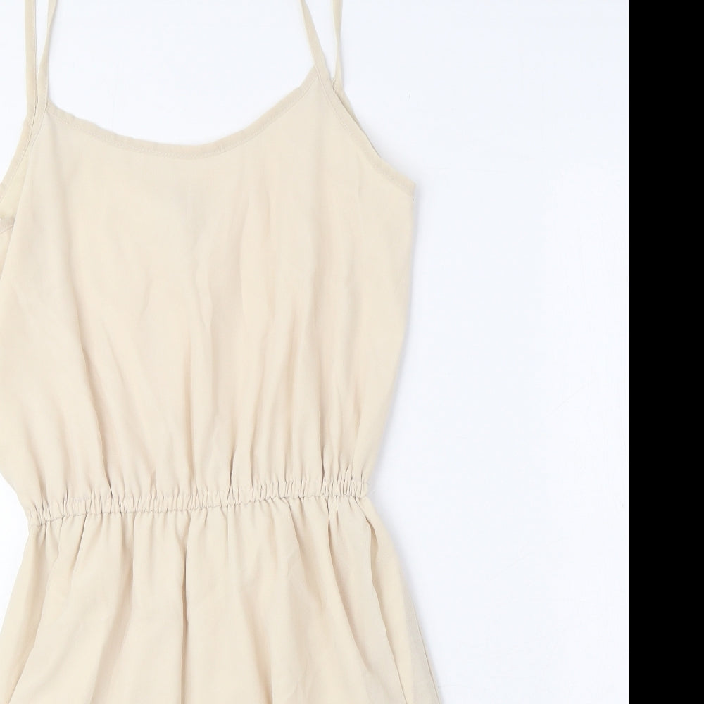 Rare London Womens Beige Polyester Tank Dress Size 8 Round Neck Pullover