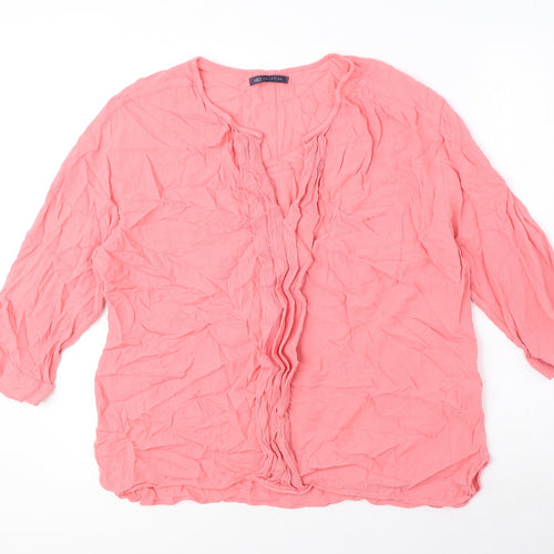 Marks and Spencer Womens Pink Viscose Basic Blouse Size 18 V-Neck