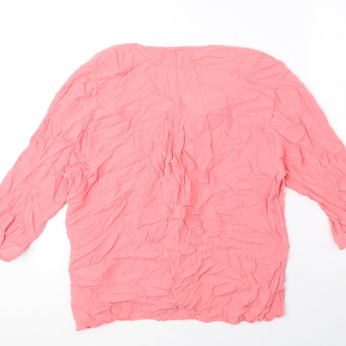 Marks and Spencer Womens Pink Viscose Basic Blouse Size 18 V-Neck
