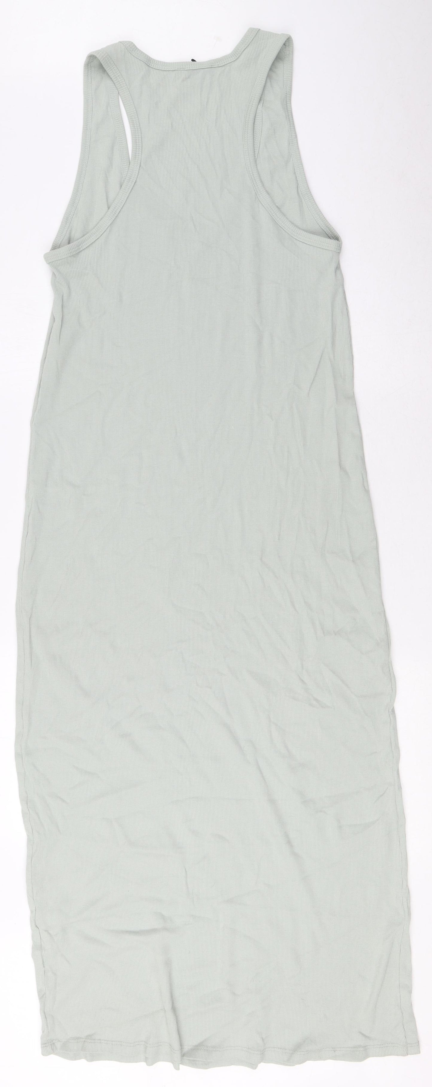 Zara Womens Blue 100% Cotton Maxi Size M Scoop Neck Pullover