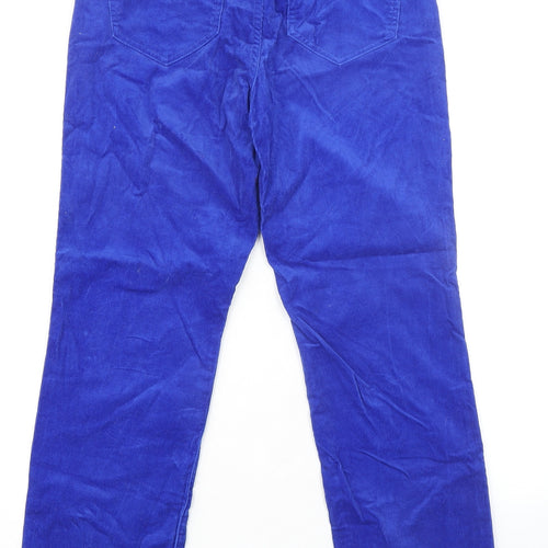 Lands' End Womens Blue Cotton Trousers Size 12 L30 in Regular Zip