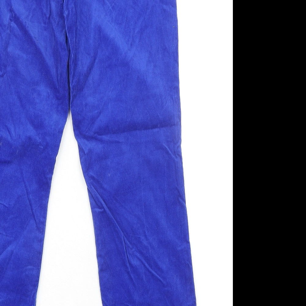Lands' End Womens Blue Cotton Trousers Size 12 L30 in Regular Zip