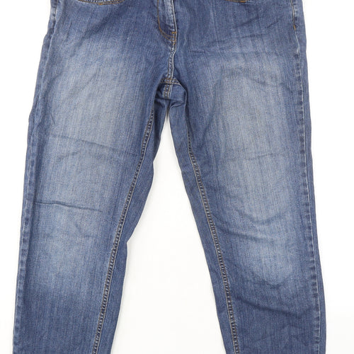 TU Womens Blue Cotton Boyfriend Jeans Size 12 L27 in Regular Zip