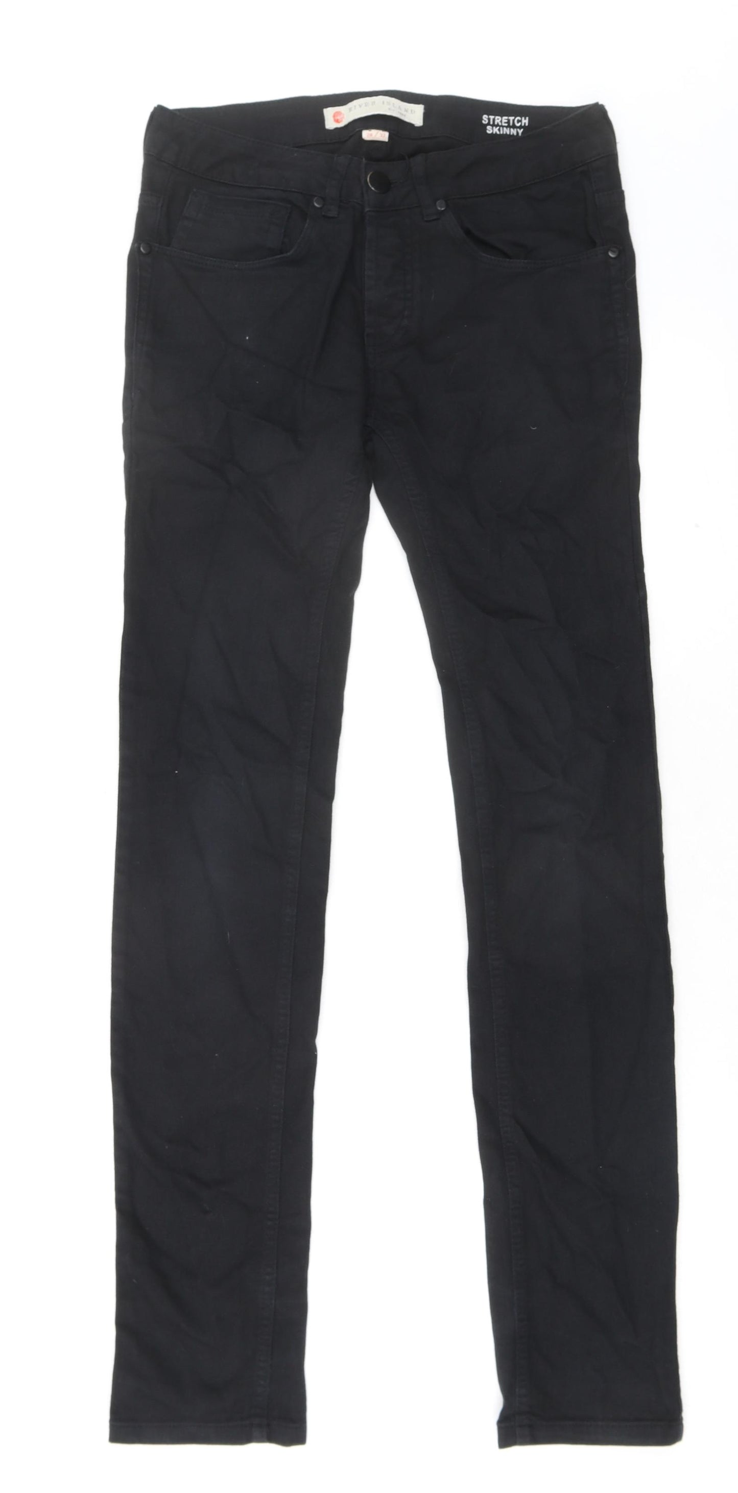 River Island Womens Black Cotton Skinny Jeans Size 28 in L33 in Slim Zip