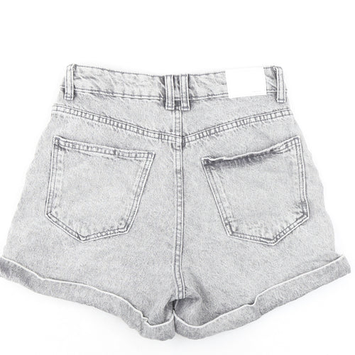 Bershka Womens Grey 100% Cotton Boyfriend Shorts Size 8 Regular Zip