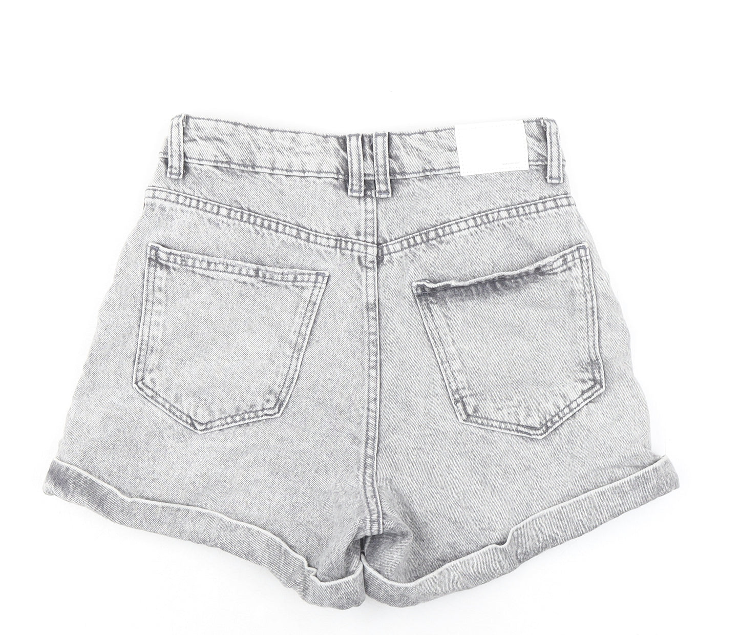 Bershka Womens Grey 100% Cotton Boyfriend Shorts Size 8 Regular Zip