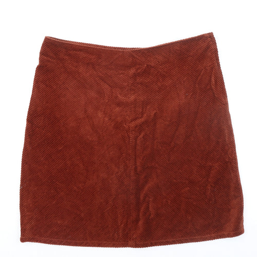 Long Tall Sally Womens Orange Cotton A-Line Skirt Size 18 Zip