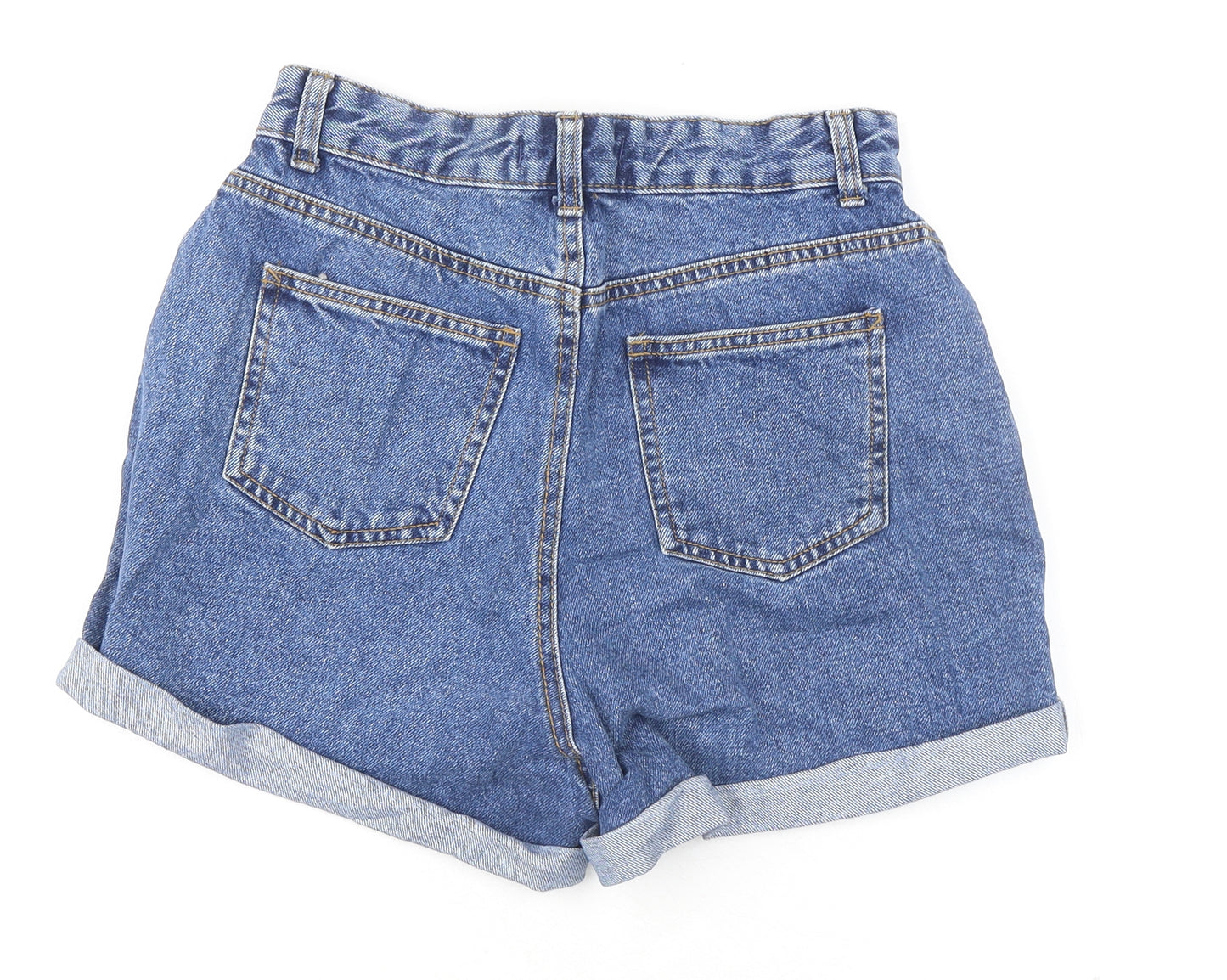 Denim & Co. Womens Blue 100% Cotton Mom Shorts Size 8 Regular Zip