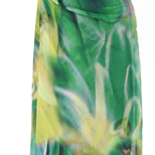 Zara Womens Green Geometric Polyester Sheath Size M Square Neck Pullover - Strapless