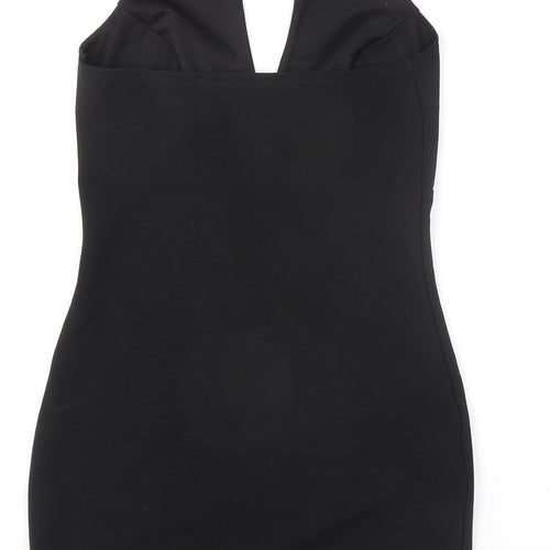 Miss Selfridge Womens Black Polyester Bodycon Size 8 Halter Pullover