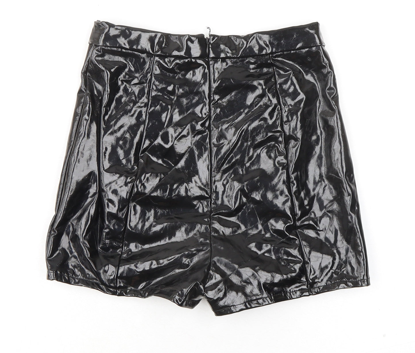 Oh Polly Womens Black Polyester Hot Pants Shorts Size 8 Regular Zip
