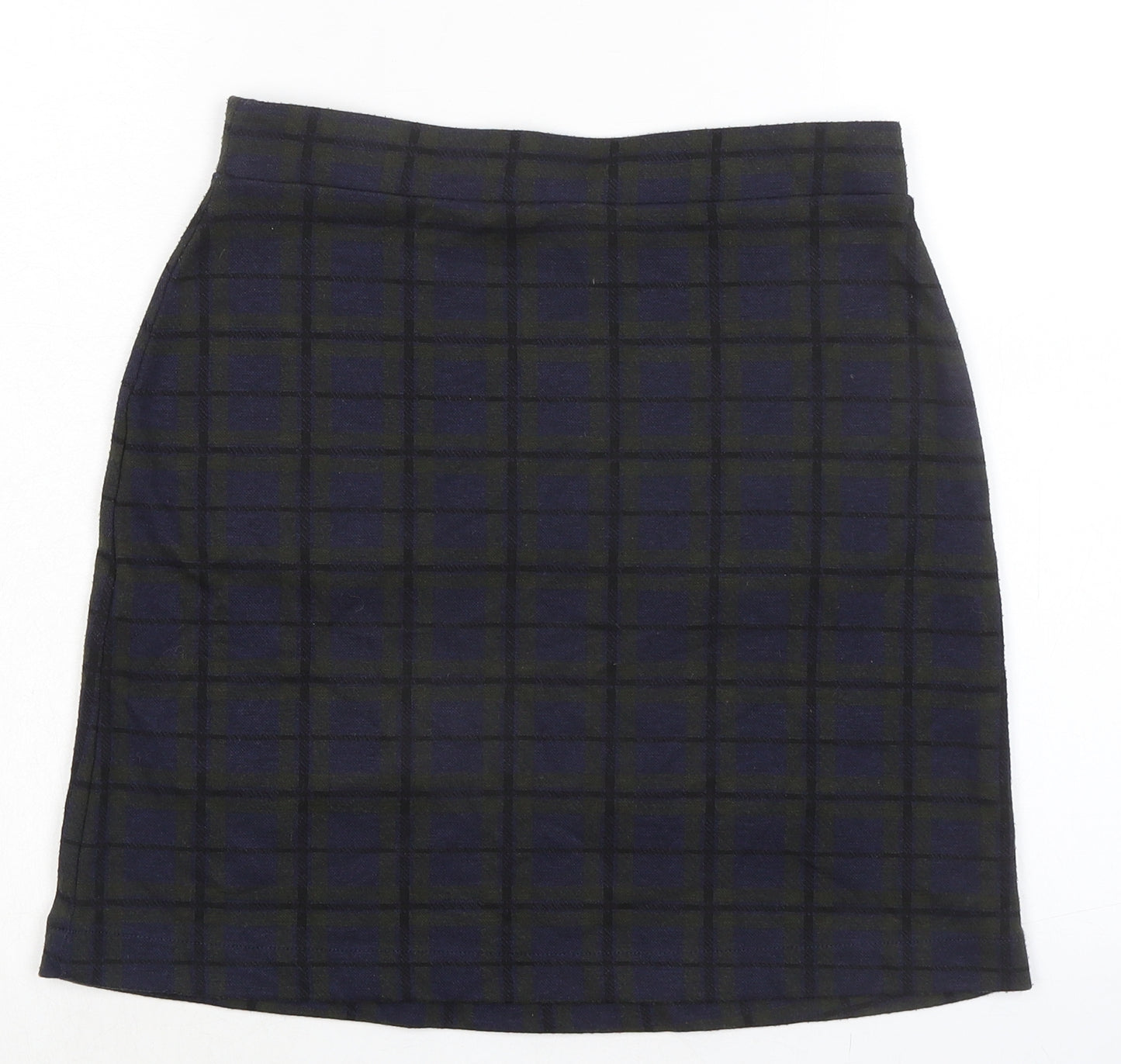 NEXT Womens Blue Plaid Cotton A-Line Skirt Size 8