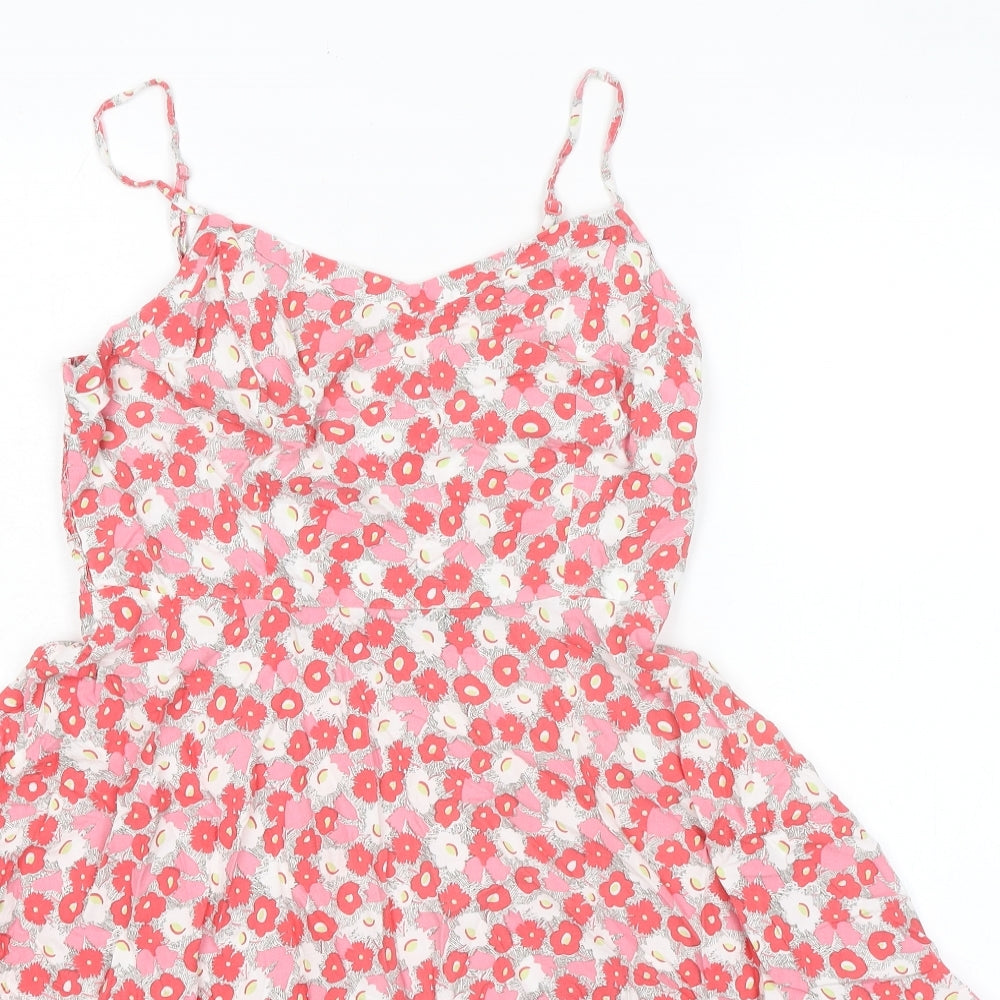Old Navy Womens Pink Floral Rayon Slip Dress Size M V-Neck Zip