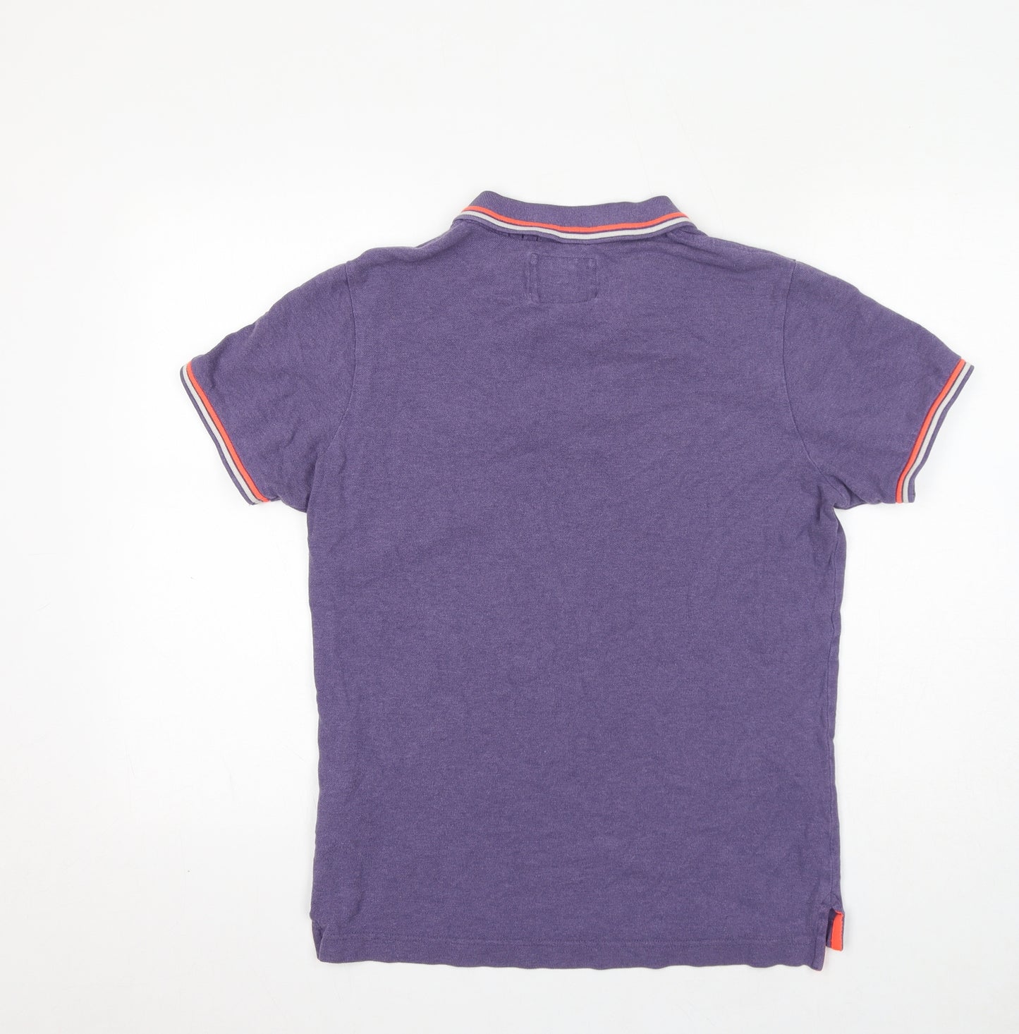 Superdry Mens Purple 100% Cotton Polo Size L Collared Button