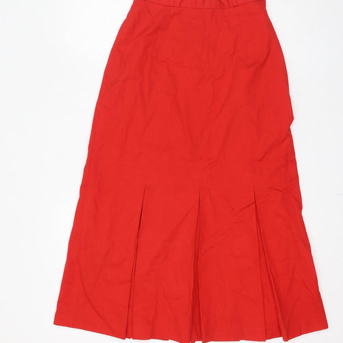 Viyella Womens Red Polyester Pleated Skirt Size 10 Zip