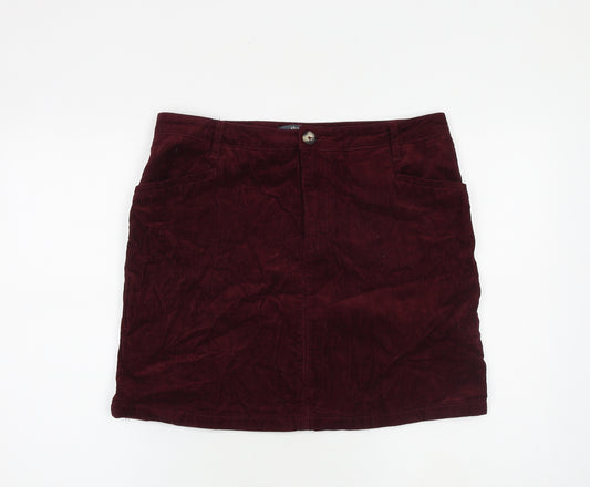 Studio Womens Red Cotton A-Line Skirt Size 14 Zip